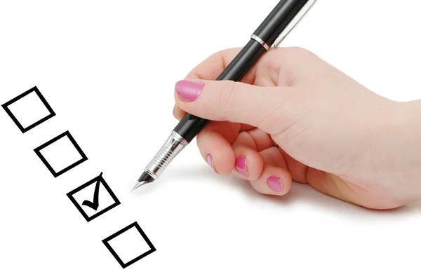 List of checkboxes and hand — Stock Photo, Image