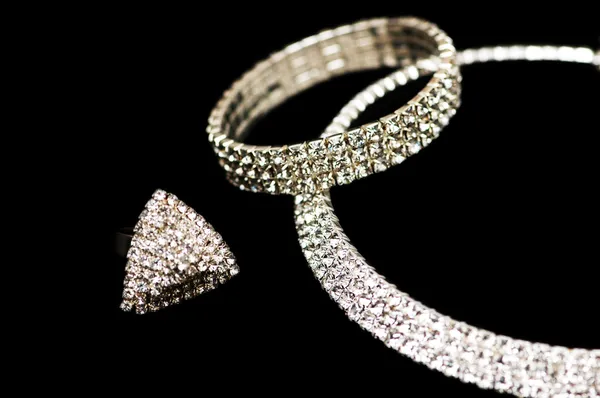 Ring, bracelet and necklace isolated — Stock Photo, Image