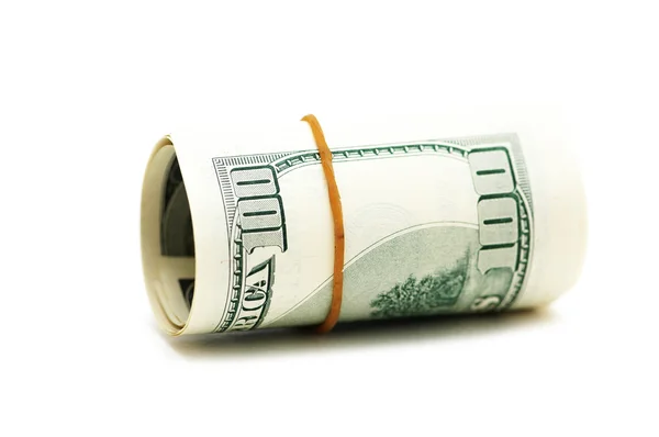 Rolo de dólar isolado no branco — Fotografia de Stock