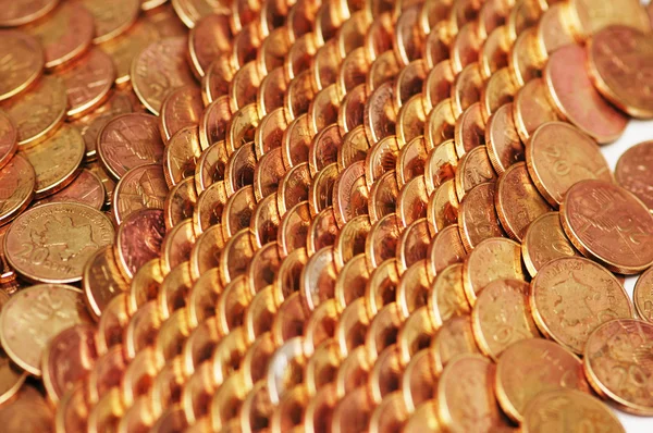 Reihen von Goldmünzen — Stockfoto