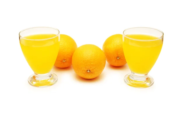 Oranges and juice isolated — Stock Photo, Image