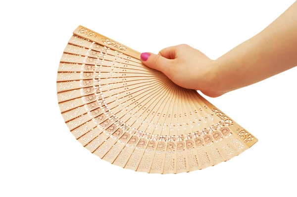 stock image Hand with chinese fan isolated