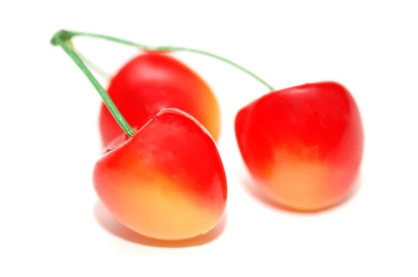 Three cherries isolated on the white — Stock Photo, Image