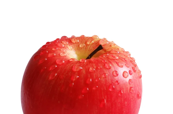 Jabłko z kropli wody na białym tle — Zdjęcie stockowe