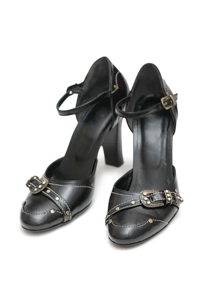 Paio di scarpe in pelle nera isolate — Foto Stock