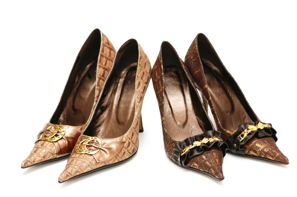 Két pár női cipő, elszigetelt — Stock Fotó
