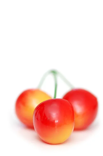 Three cherries isolated on the white — Stock Photo, Image