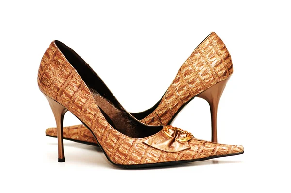 Coppia di scarpe femminili lucide isolate — Foto Stock