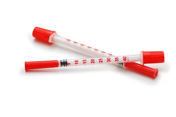 Duas seringas isoladas no branco — Fotografia de Stock