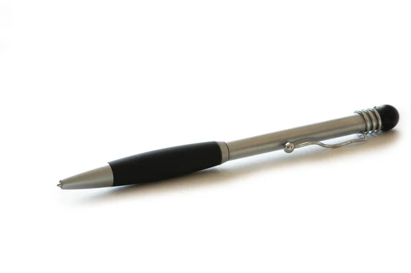 Stříbrné pero izolovaných - zaměření na špičce — Stock fotografie
