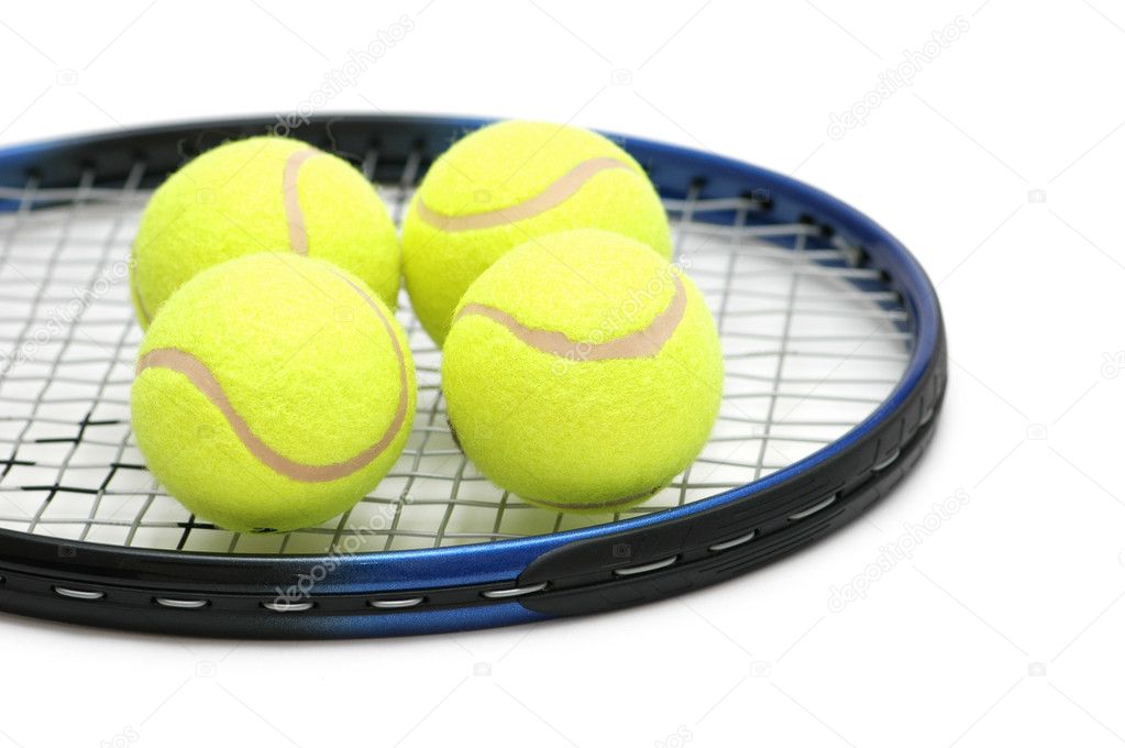 Tennis balls on the racket