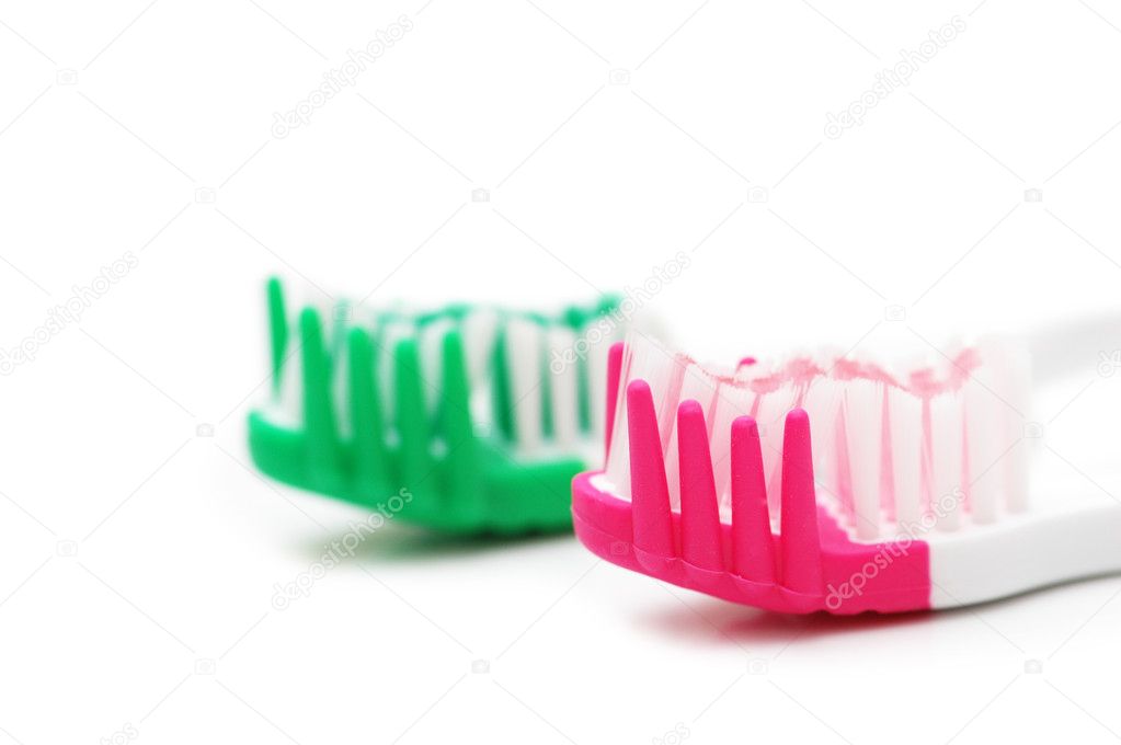 Two tooth brushes isolated