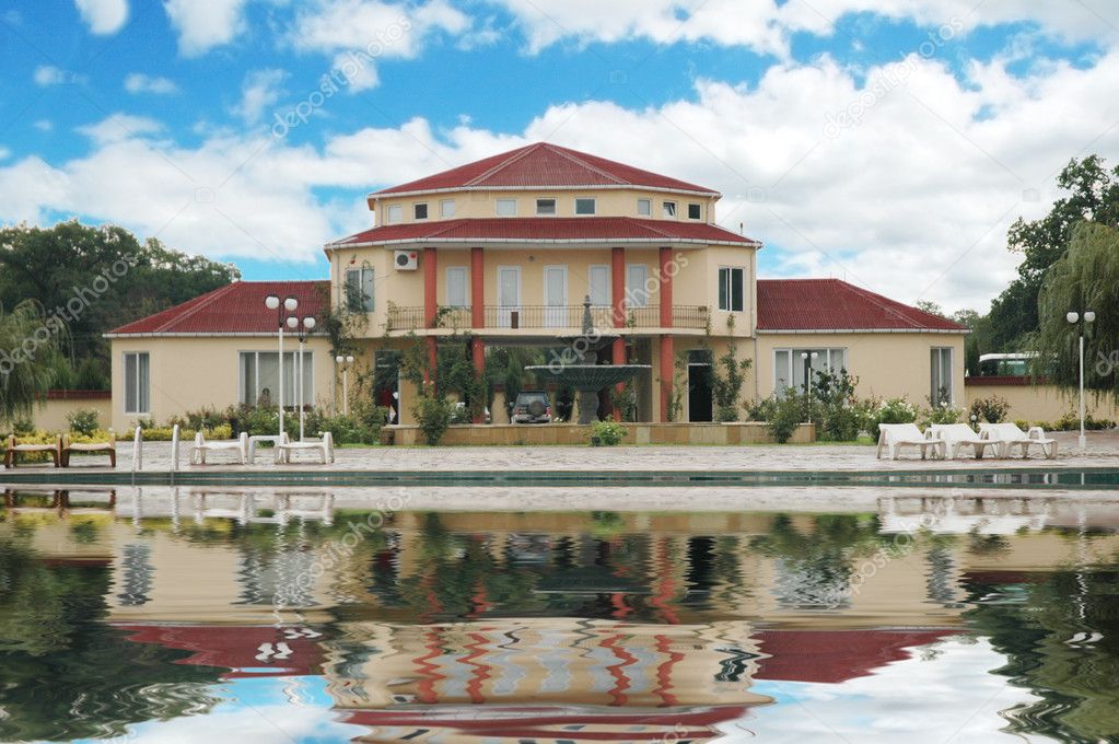 Big mansion and swimming pool