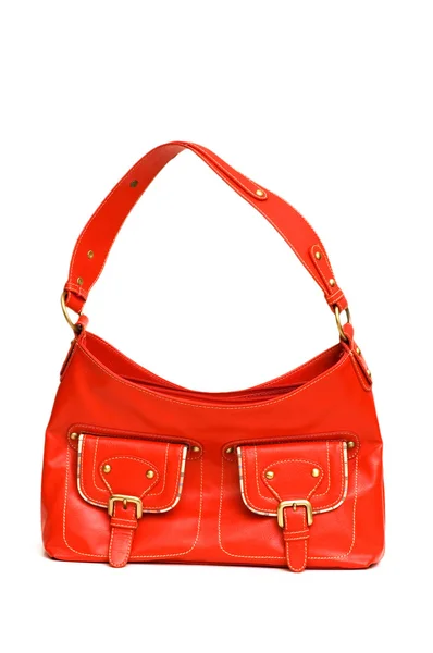 Красная женская сумка изолирована на белом — стоковое фото