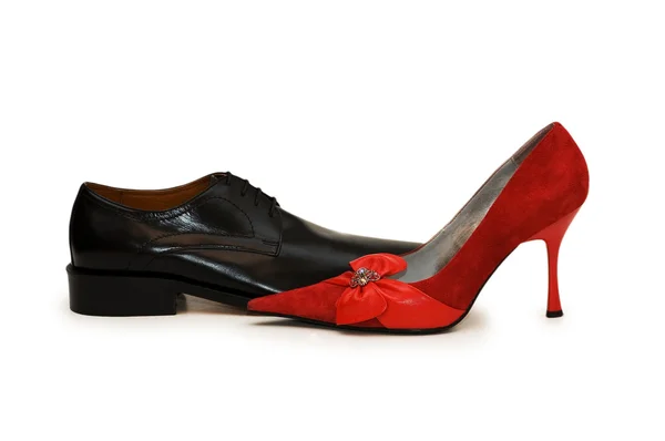 Vörös és fekete cipő elszigetelt — Stock Fotó