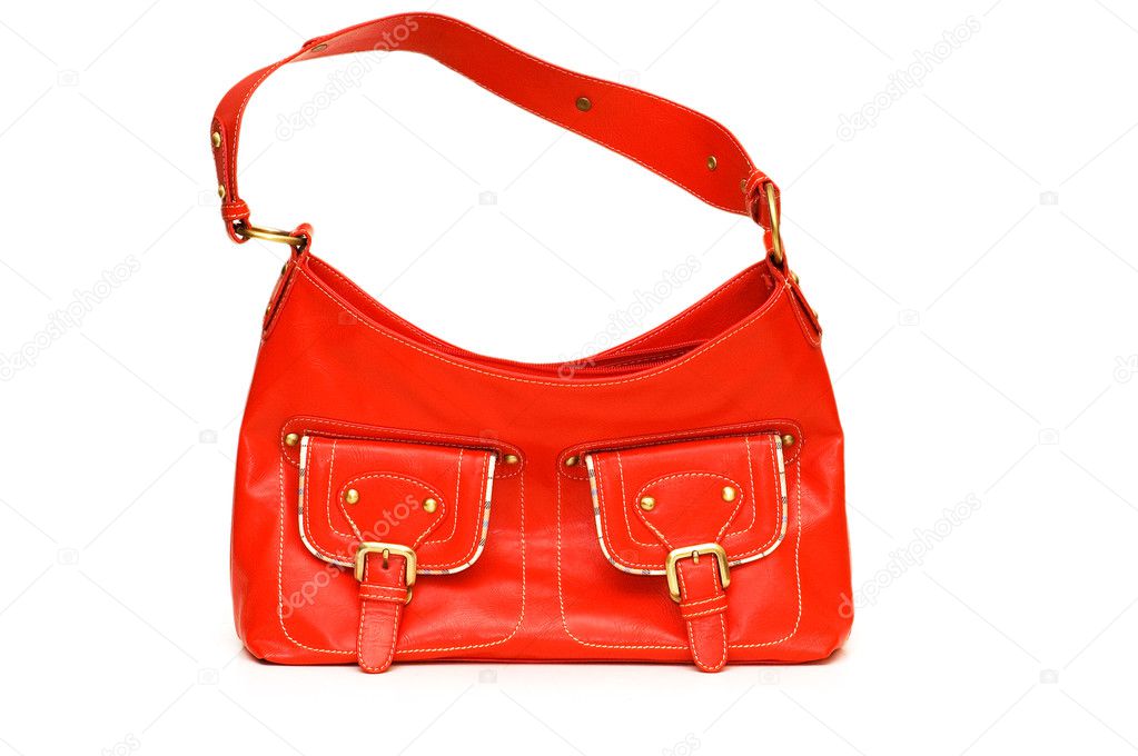 Red woman bag isolated on the white