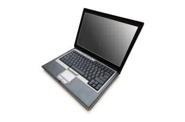 Gümüş laptop üzerinde beyaz izole