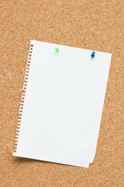 Blank page attached to corkboard clipart