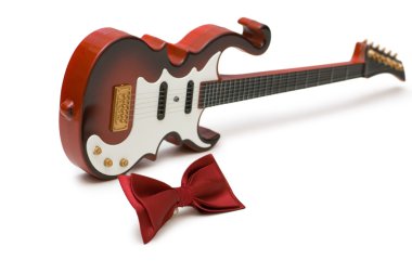 Guitar and bow tie isolated clipart