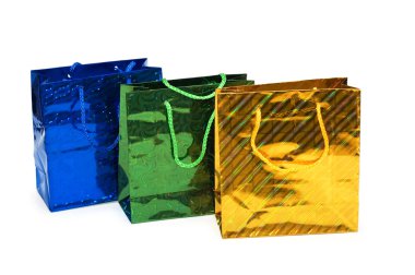 Three shopping bags isolated clipart