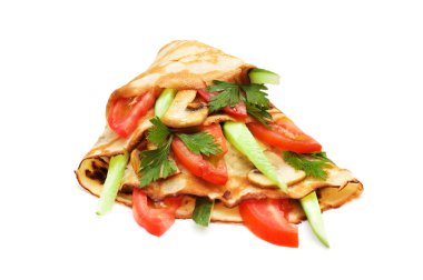 Pancake with cucumbers and tomatoes clipart