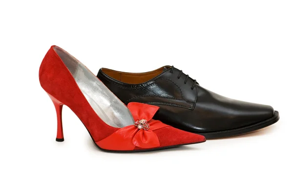 Férfi és nő cipő elszigetelt — Stock Fotó
