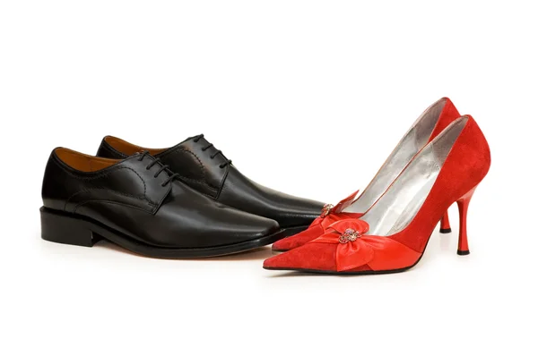 Chaussures noires et rouges isolées — Photo