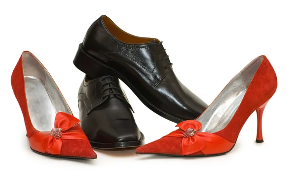 Sapatos vermelhos e pretos isolados — Fotografia de Stock