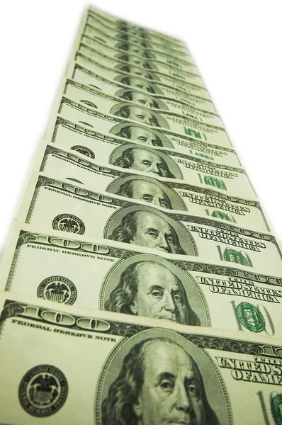 Εκατοντάδες Δολάριο τραπεζογραμμάτια απομονωθεί — Φωτογραφία Αρχείου