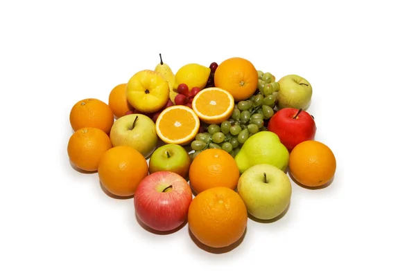 Různé ovoce, izolované na bílém — Stock fotografie