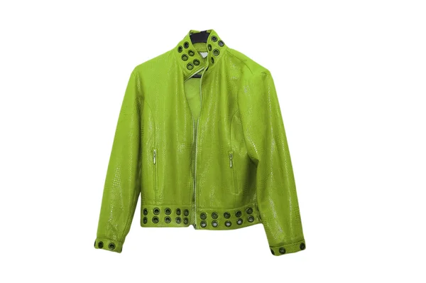 Zöld bőr kabát elszigetelt — 스톡 사진