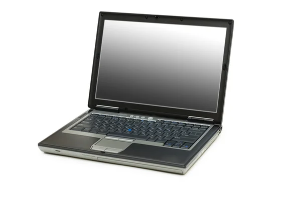 Computer portatile d'argento isolato sul bianco — Foto Stock