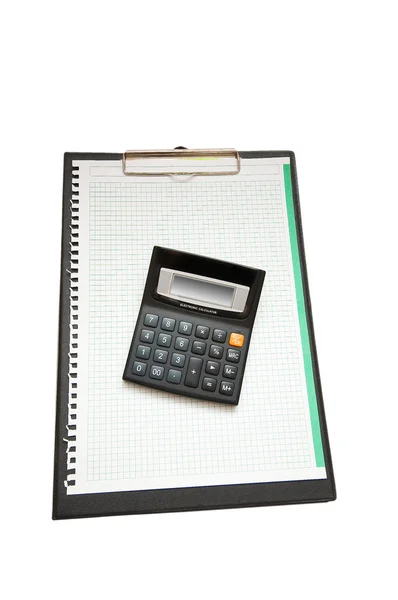 Calculator and binder isolated — Stock Photo, Image