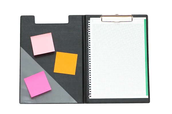 Open binder with post-it notes — Stockfoto