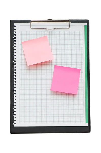 Binder with sticky notes isolated — Stock Photo, Image