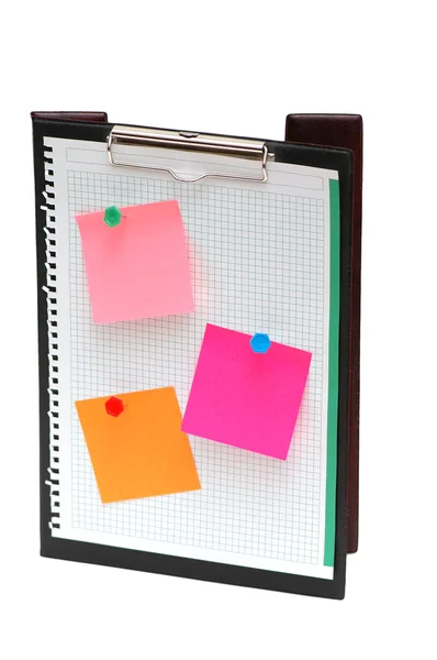 Open binder with post-it notes — Stockfoto