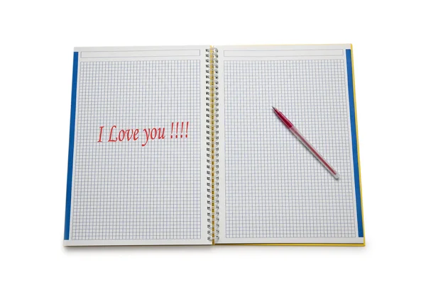 Open binder with "I love you" — Stock Photo, Image