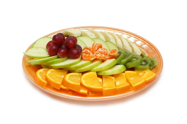 Placa com vários frutos isolados — Fotografia de Stock