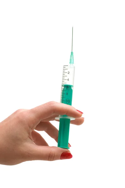 Hand holding syringe isolated — Stock Photo, Image