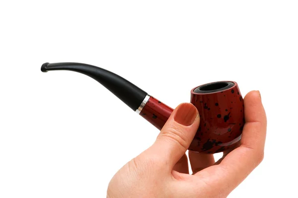 Hand with smoking pipe isolated — Stock Photo, Image
