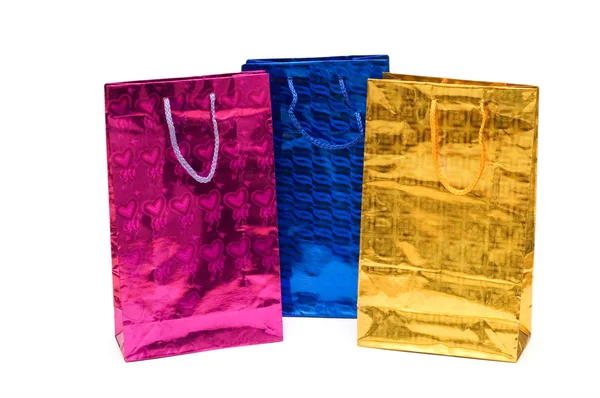 Barevné tašky izolovaných na bílém — Stock fotografie