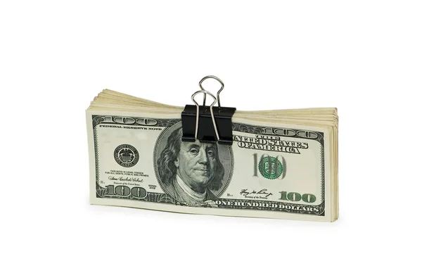 Dollar met elkaar verbonden door paperclip — Stockfoto