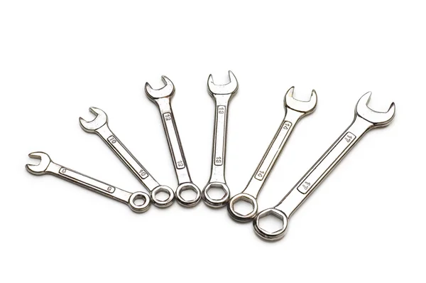 Various spanners isolated on the white — Stock Photo, Image
