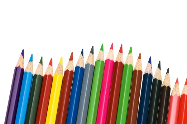 Színes ceruzák, elszigetelt, fehér — Stock Fotó