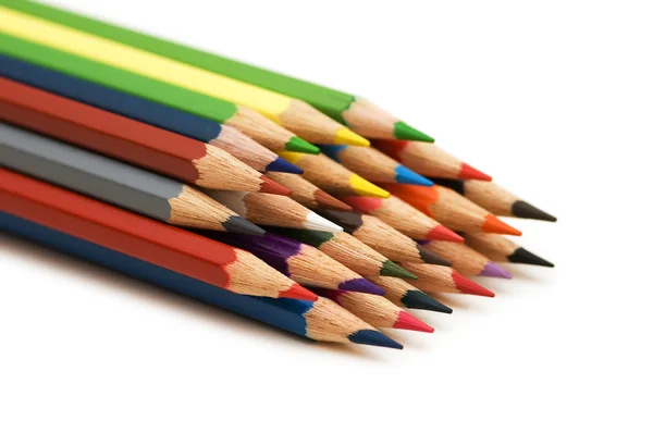 Színes ceruzák, elszigetelt, fehér — Stock Fotó