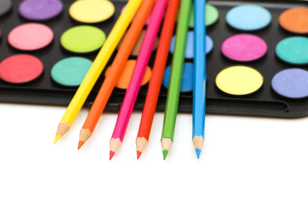 Paleta e lápis isolados — Fotografia de Stock