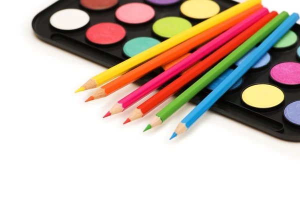 Paleta e lápis isolados — Fotografia de Stock