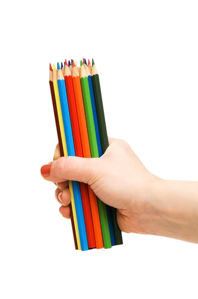 Hand holding pencils isolated — Stock Photo, Image