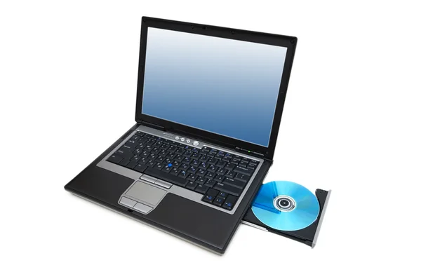 Laptop és a cd-meghajtó elszigetelt — Stock Fotó