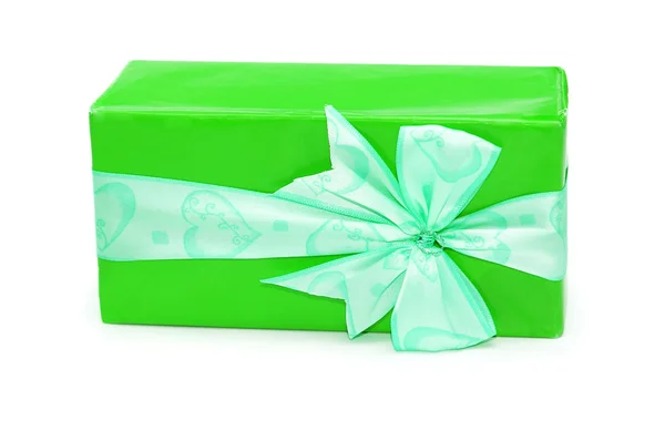 Caixa de presente verde isolada — Fotografia de Stock